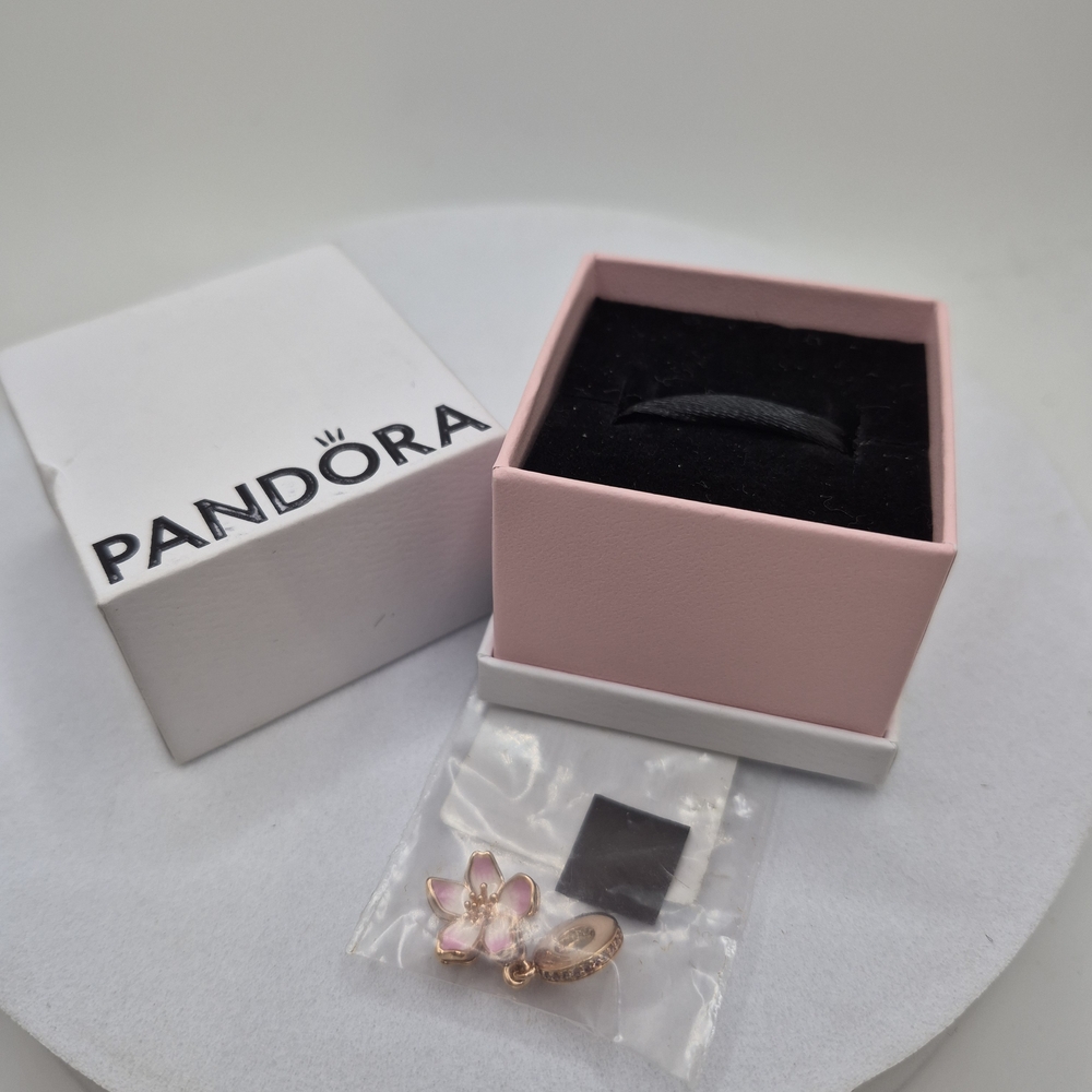 Pandora Cherry Blossom Dangle Charm 780667C0114k rose gold plating New - Picture 4 of 5